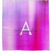 パープルグラムメタリックモノグラモダンム シャワーカーテン (正面)