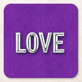 パープルグラムLOVEコースターセット スクエアペーパーコースター