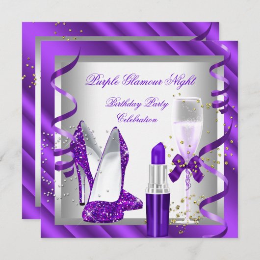 パープルグラモールナイトシャンパーニュパーティー2 招待状 (正面/裏面)