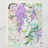 パープルグランジボタニカルコラージスクラップブック紙 (正面/裏面)