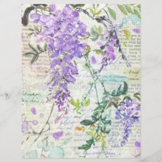 パープルグランジボタニカルコラージスクラップブック紙 (正面)