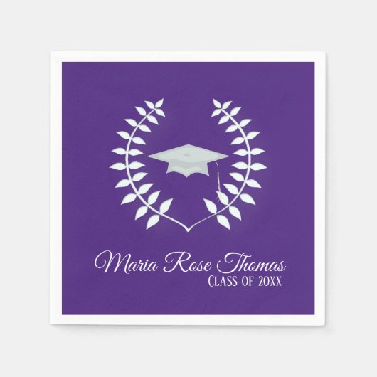 パープルグラードキャップ&葉紙ナプキンス スタンダードカクテルナプキン (正面)