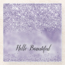 パープルグリジーグリッター ガラスコースター