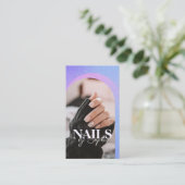 パープルグリッターきらめくアーチ美しい写真 名刺 (スタンド正面)