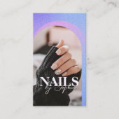 パープルグリッターきらめくアーチ美しい写真 名刺 (正面)