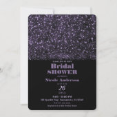パープルグリッターきらめくライトブライダルシャワー 招待状 (正面)
