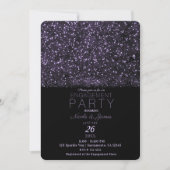 パープルグリッターきらめくライト婚約パーティ 招待状 (正面)