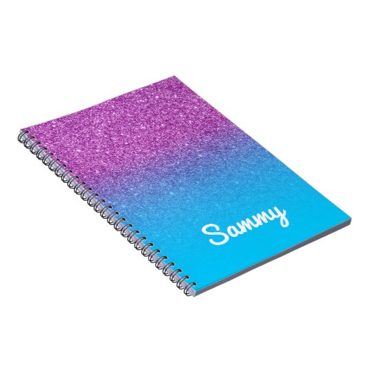 パープルグリッターとアクアブルーグラデーション ノートブック (右側)