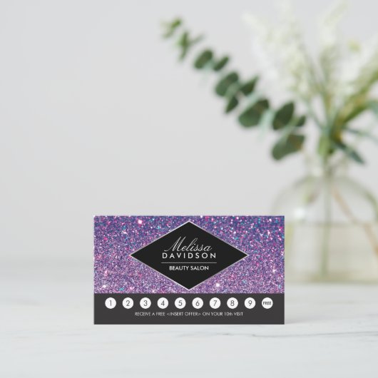 パープルグリッターとグラマーサロンロイヤリティカード ロイヤリティカード (スタンド正面)