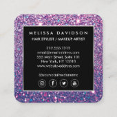 パープルグリッターとグラマー美しい スクエア名刺 (裏面)