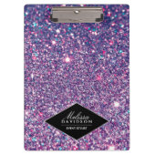 パープルグリッターとグラマー美しい パーソナライズされた クリップボード (正面)