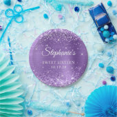 パープルグリッターとフォイルSweet sixteen ペーパープレート (パーティー)