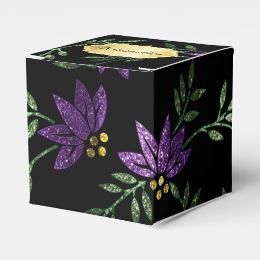 パープルグリッターとブラックフローラ フェイバーボックス (正面サイド)