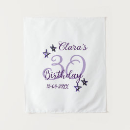 パープルグリッターの星 30歳の誕生日 現代レトロ タペストリー