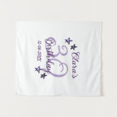 パープルグリッターの星 30歳の誕生日 現代レトロ タペストリー (正面(横))