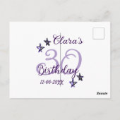 パープルグリッターの星 30歳の誕生日 現代レトロ ポストカード (裏面)