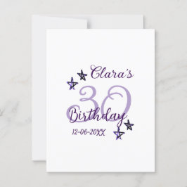 パープルグリッターの星 30歳の誕生日 現代レトロ ポストカード