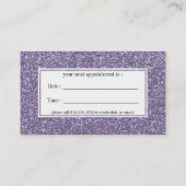 パープルグリッターアポイントメント名刺 予約カード (裏面)