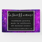 パープルグリッターアーティザンブラックとホワイトの黒板 横断幕 (横)