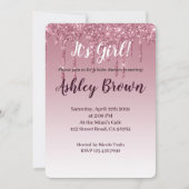 パープルグリッターイットガールベビーシャワーきらきら光る招待状 招待状 (正面)