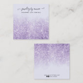 パープルグリッターイヤリングスタッド表示カード スクエア名刺 (正面/裏面)
