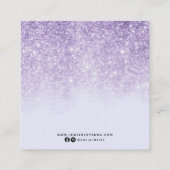 パープルグリッターイヤリングスタッド表示カード スクエア名刺 (裏面)