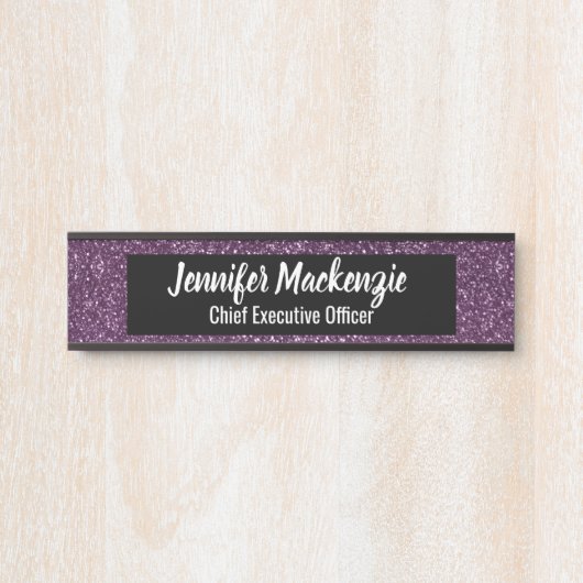 パープルグリッターオフィスドアサイン サインプレート (正面)