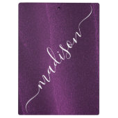 パープルグリッターカスタムきらめくパーソナライズされた名 クリップボード (裏面)