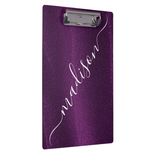 パープルグリッターカスタムきらめくパーソナライズされた名 クリップボード (右)