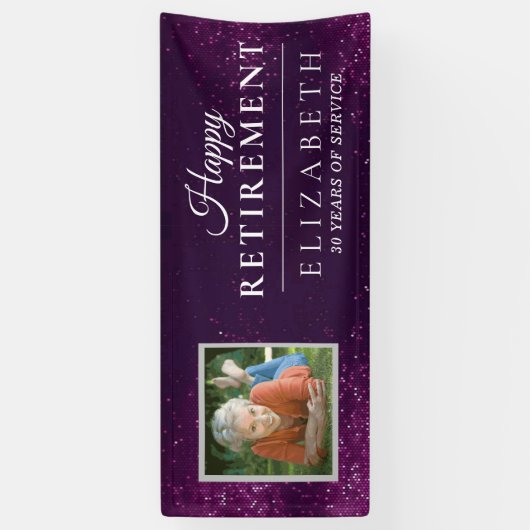 パープルグリッターカスタムフォト退職パーティーバーン 横断幕 (縦)