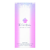 パープルグリッターカップケーキベーカリーパティシシェフメニュー ラックカード (裏面)