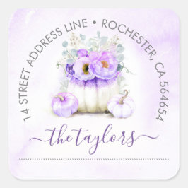 パープルグリッターカボチャ秋パーティーアドレス スクエアシール