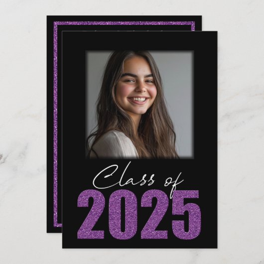 パープルグリッタークラス2025フォトオープンハウス 招待状 (正面/裏面)