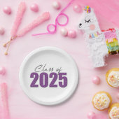 パープルグリッタークラス2025 ペーパープレート (パーティー)