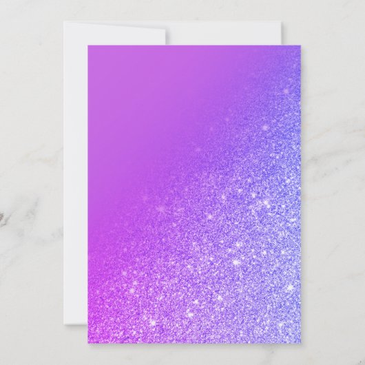 パープルグリッターグラデーションブライトシックなスクリプト甘い16 2 招待状 (裏面)