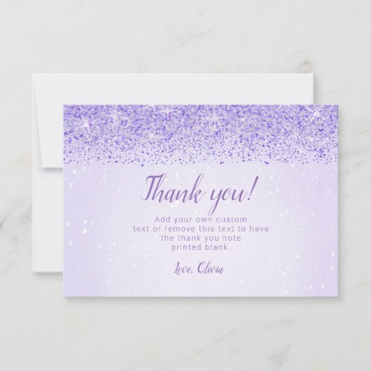 パープルグリッターグラムサンキューカード サンキューカード (正面)