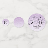 パープルグリッターグラムパーソナライズされたスウィート16 コンフェッティ (正面)