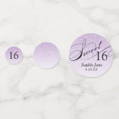 パープルグリッターグラムパーソナライズされたスウィート16 コンフェッティ (裏面)