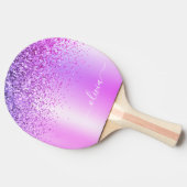 パープルグリッターグラムメタルモノグラム名 卓球ラケット (横)