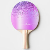 パープルグリッターグラムメタルモノグラム名 卓球ラケット (正面)