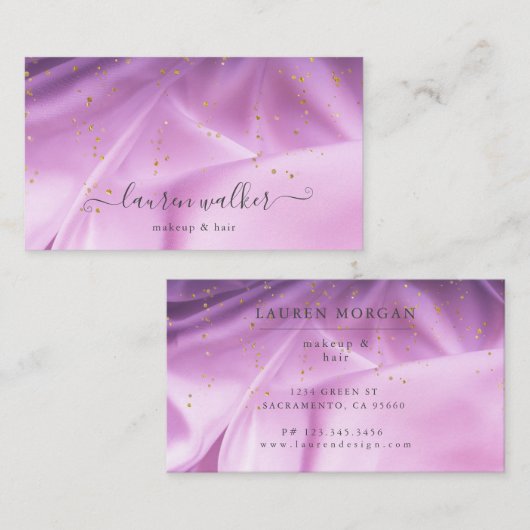 パープルグリッターサテン素材名刺 名刺 (正面/裏面)