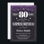 パープルグリッターサプライズ80th誕生日招待状 招待状<br><div class="desc">パープルグリッターサプライズ80th誕生日招待状。白タイポグラフィ。黒と白の黒板の背景大人誕生日。男性または女性誕生日。キッズボーイまたはガールレディ10代のティーンエイジ招待状。13日15日18日20日21日30日50日70日80日90日100日。任意の年齢さらにカスタマイクリックズを行う場合はカスタマイズ、「IT」ボタンをクリックし、このテンプレートを変更するために当社のデザインツールを使用する。</div>
