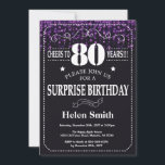 パープルグリッターサプライズ80th誕生日招待状 招待状<br><div class="desc">パープルグリッターサプライズ80th誕生日招待状。白タイポグラフィ。黒と白の黒板の背景大人誕生日。男性または女性誕生日。キッズボーイまたはガールレディ10代のティーンエイジ招待状。13日15日18日20日21日30日50日70日80日90日100日。任意の年齢さらにカスタマイクリックズを行う場合はカスタマイズ、「IT」ボタンをクリックし、このテンプレートを変更するために当社のデザインツールを使用する。</div>