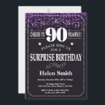 パープルグリッターサプライズ90th誕生日招待状 招待状<br><div class="desc">パープルグリッターサプライズ90誕生日招待状。ホワイトタイポグラフィ。黒と白の黒板の背景大人の誕生日。男女誕生日10代の少年女性のデイ招待状第13回第15回第16回第18回第20回第21回第30回第40回第60回第70回第80回第90回第100回。年齢に関係なく。さらにカスタマイズするには、「クリックカスタマイズit」ボタンをクリックし、デザインツールを使用してこのテンプレートを変更してください。</div>