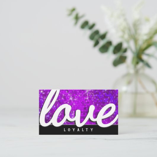 パープルグリッターサロンヘアスタイリストメイクアップアーティストスパ 予約カード (スタンド正面)