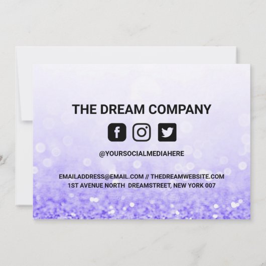 パープルグリッターサンキューメディア挿入 サンキューカード (裏面)