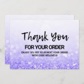 パープルグリッターサンキューメディア挿入 サンキューカード (正面/裏面)