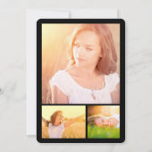 パープルグリッターシック大学院卒業キャップパーティー 招待状 (裏面)