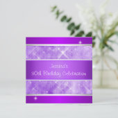 パープルグリッターシルバーライト30歳誕生日パーティー 招待状 (スタンド正面)