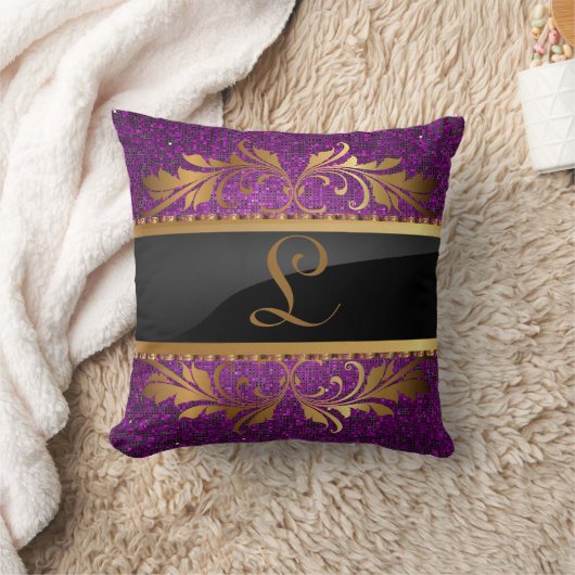 パープルグリッターシークインディスコソファ装飾用クッション クッション (ブランケット)